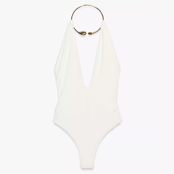 ZARA HALTER SWIMSUIT WITH METAL COLLAR - Picture 7 of 7